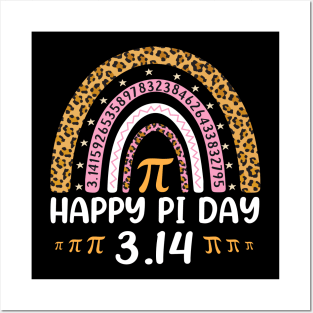 Happy Pi Day, Spiral Pi Math Teacher 3.14 Leopard Rainbow Posters and Art